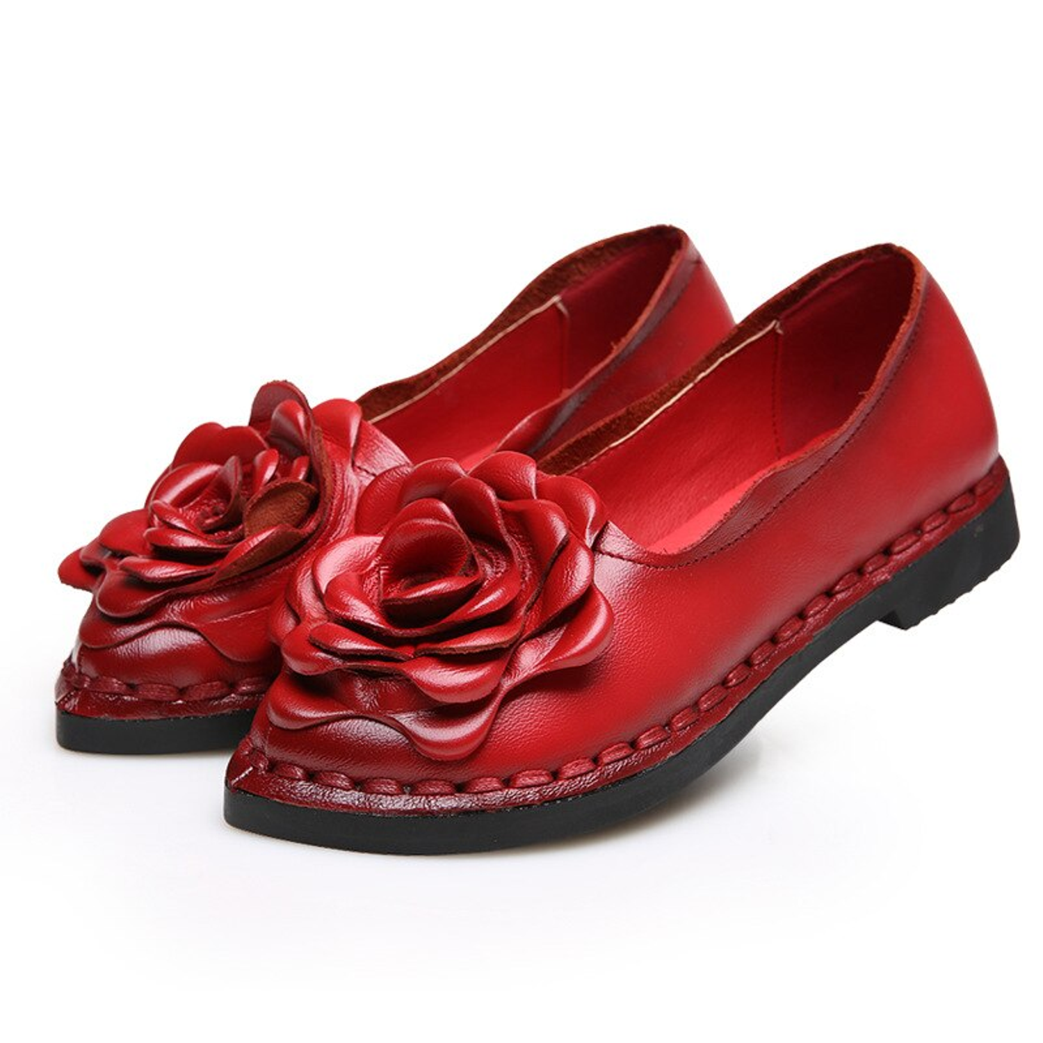 Genuine Leather Pointed Toe Flats