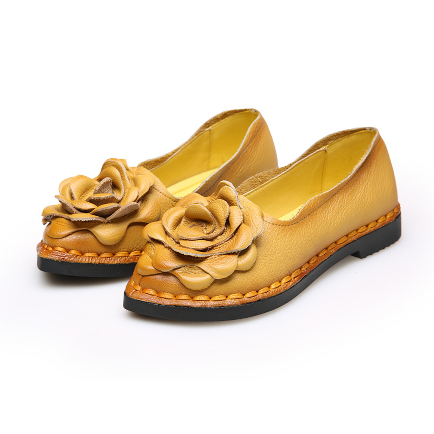 Genuine Leather Pointed Toe Flats
