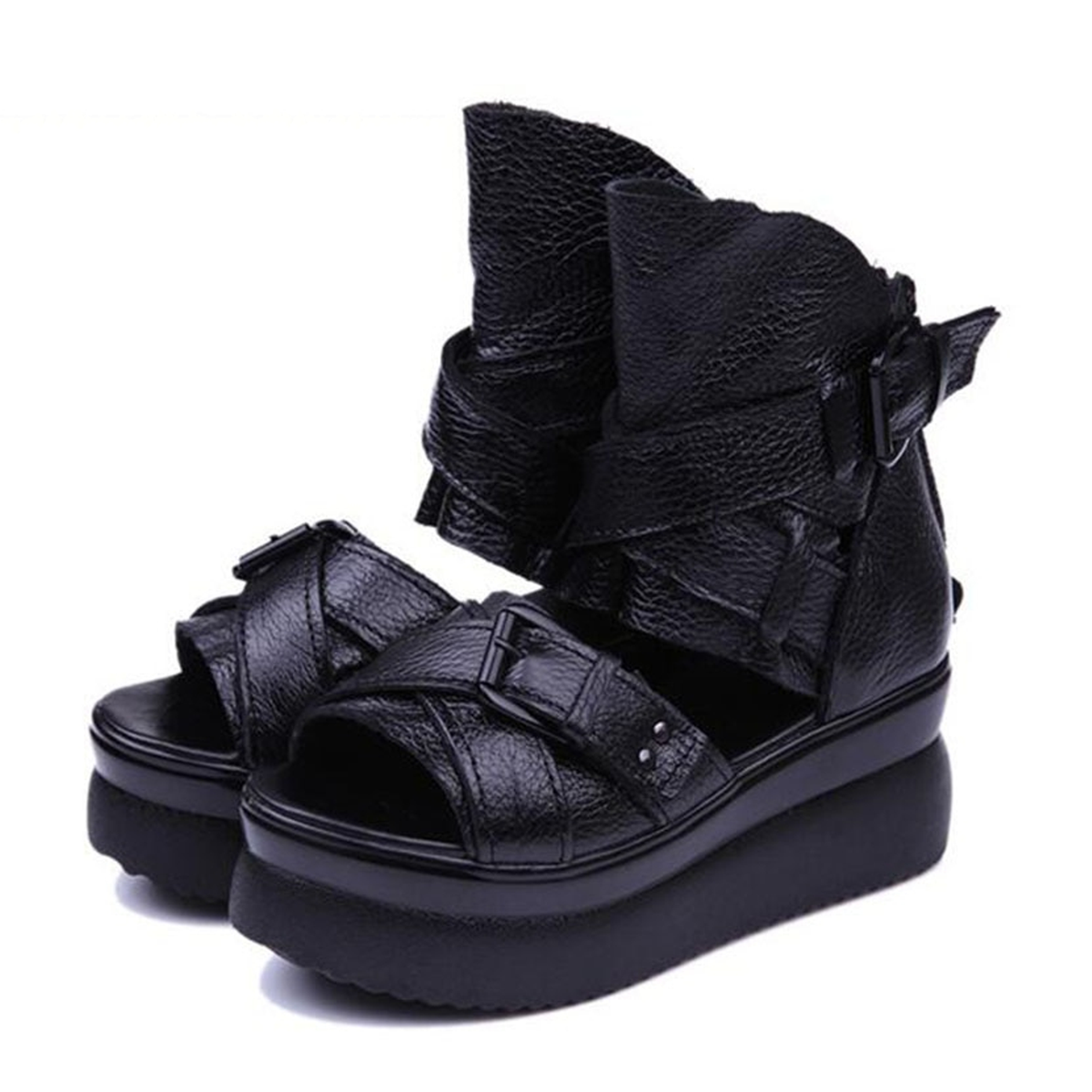 Genuine Leather Platform Sandals