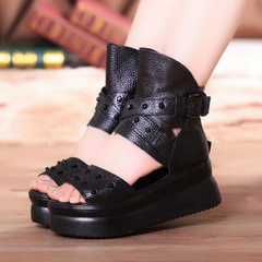 Women Summer Genuine Leather Platform Shoes