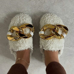 Fur Large Chain Warm Home Slippers