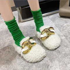 Fur Large Chain Warm Home Slippers