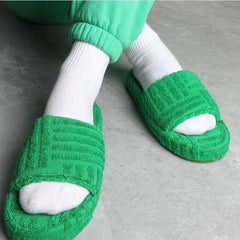 Pantuflas peludas informales para exteriores 