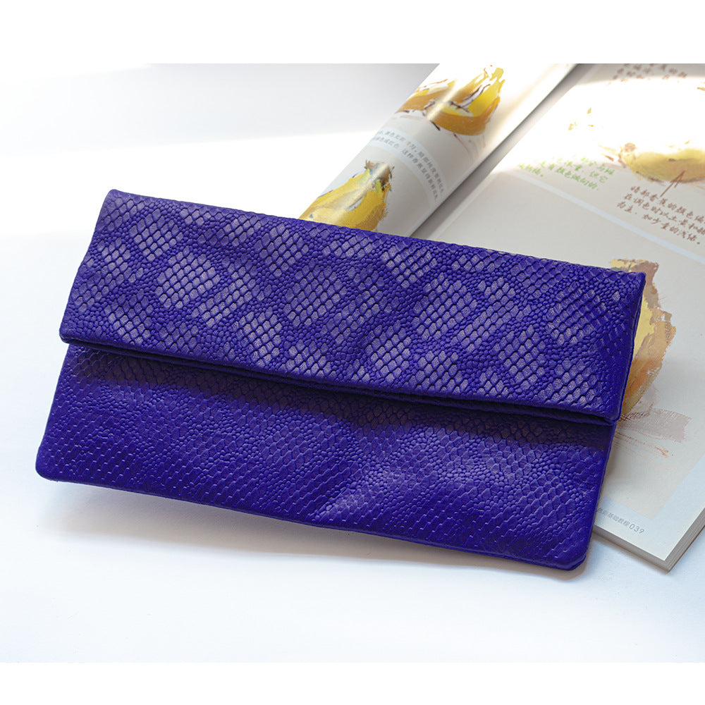 Casual Sheepskin Leather Envelope Clutch Bag