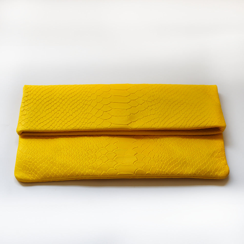 Casual Sheepskin Leather Envelope Clutch Bag