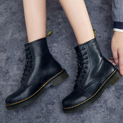 Genuine Leather Ankle Boots With Plush