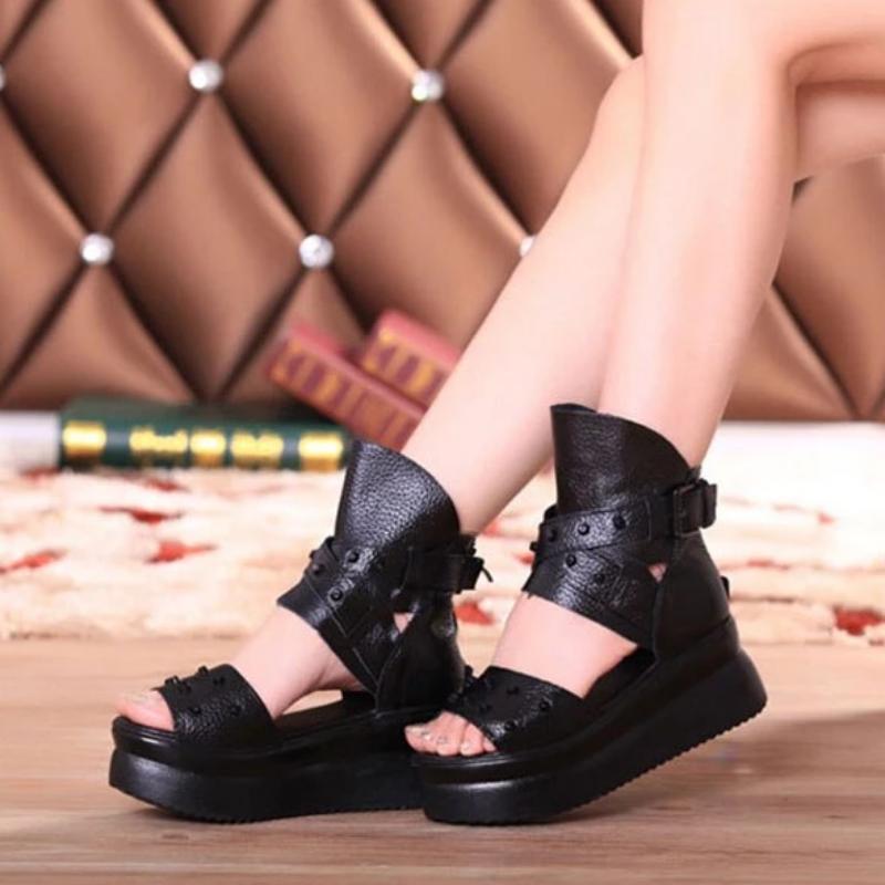 Genuine Leather Platform Sandals