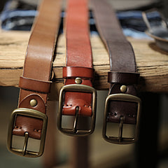 Vintage Handmade Brass Buckle Leather Belt
