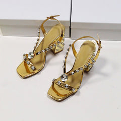 Rhinestone High Heels Sandals