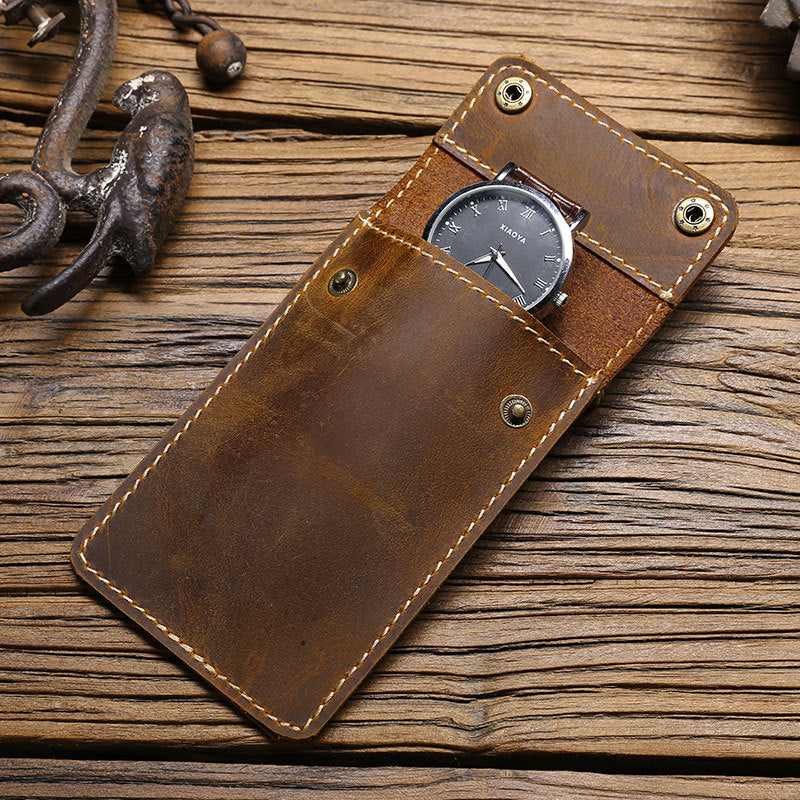 Vintage Portable Leather Watch Storage Case