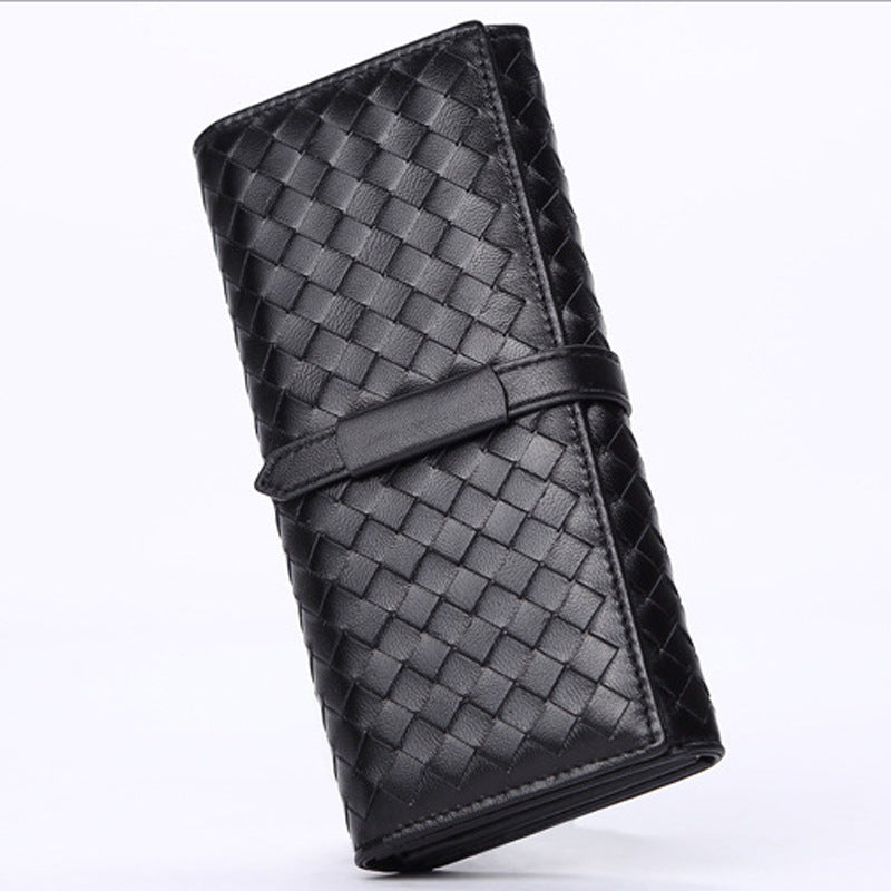 Fashion Woven Leather Long Wallet