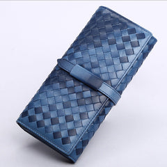 Fashion Woven Leather Long Wallet