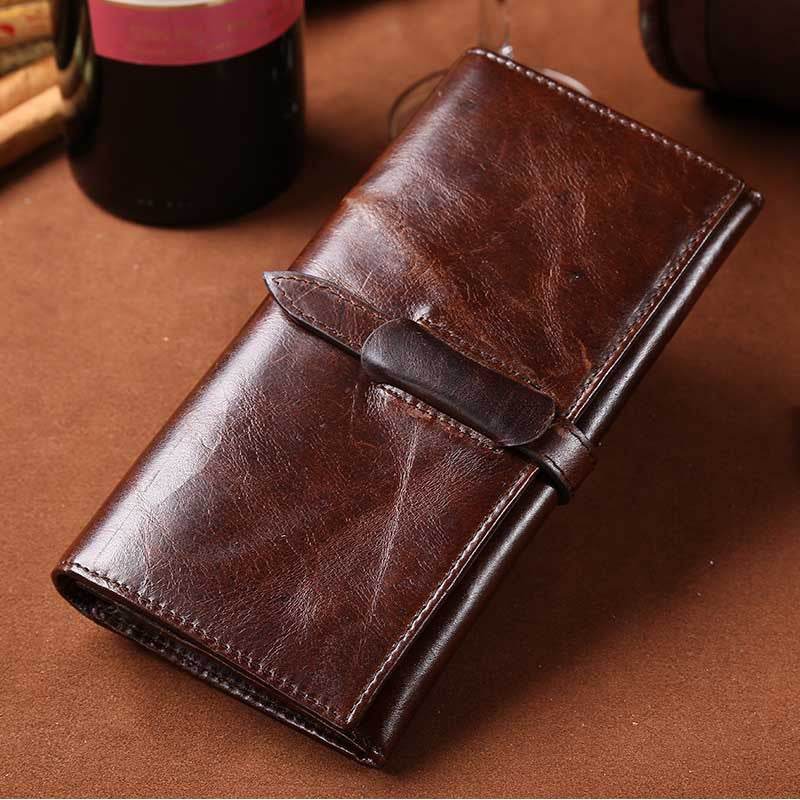 Vintage Handgemachte Lange Leder Geldbörse