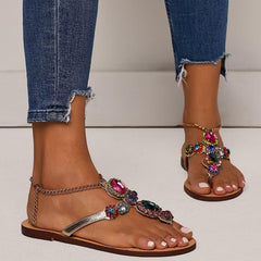 Beach Sandals With Rhinestones