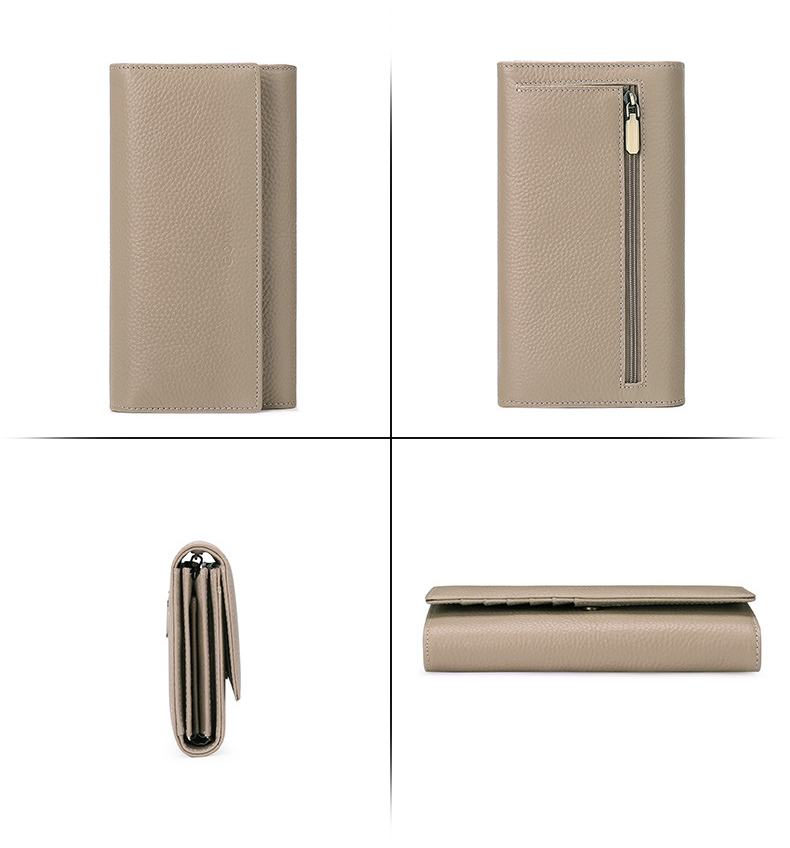 Cartera larga de piel de vacuno con RFID