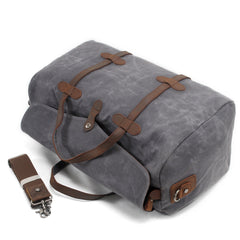 Leisure Waxed Leather Canvas Large Storage Traveling Duffle Bag