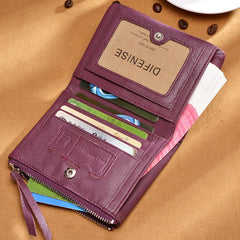 Lovely Sheepskin Zipper Leather Wallets