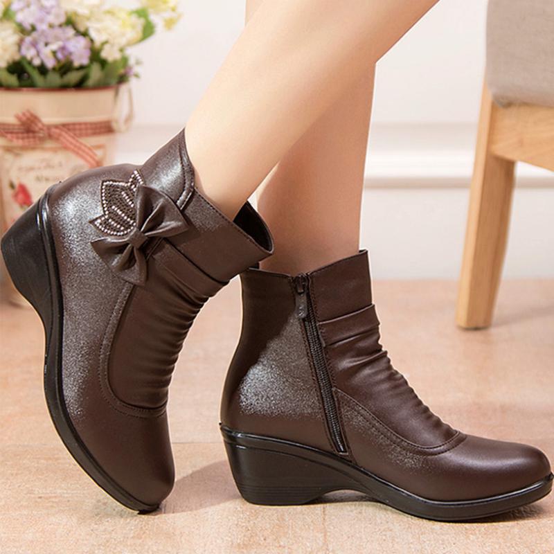 Warm Leather Ankle Boots