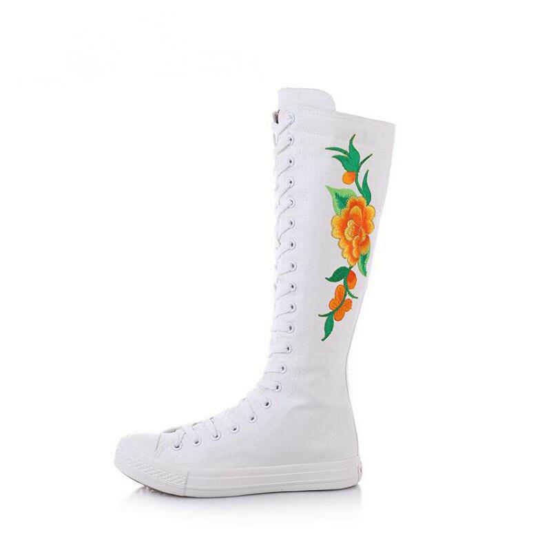 Casual Canvas High Shoes With Embroidery