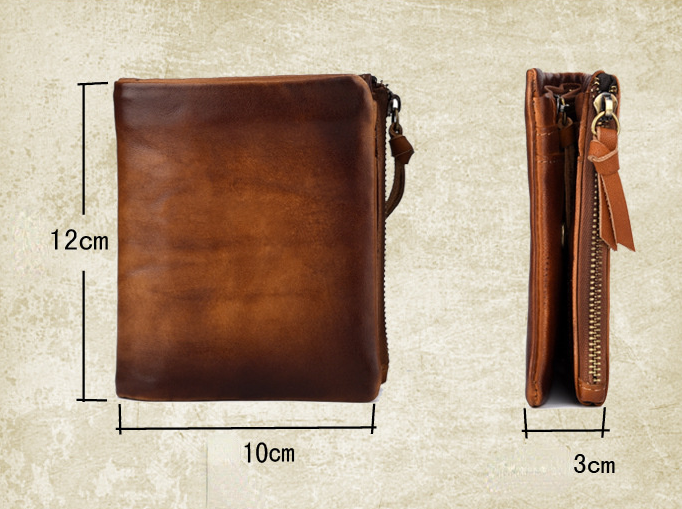 Casual Vintage Double Zipper Leather Wallets