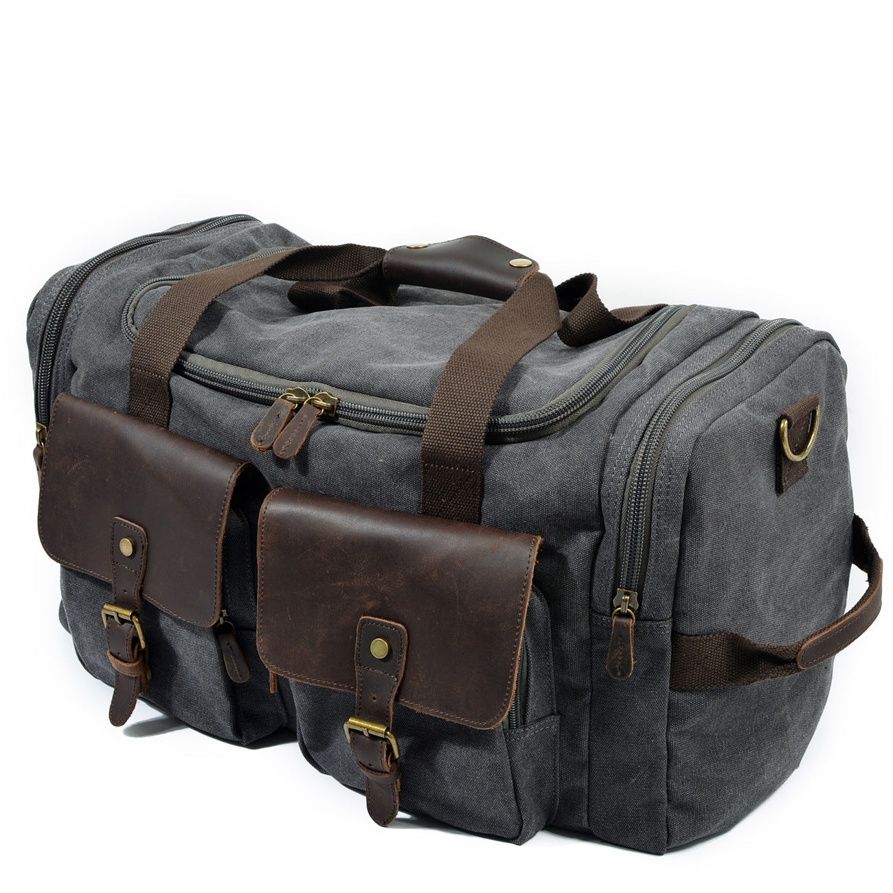 Casual Men's Large Storage Leather Canvas Traveling Duffle Bag