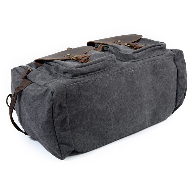 Casual Men's Large Storage Leather Canvas Traveling Duffle Bag