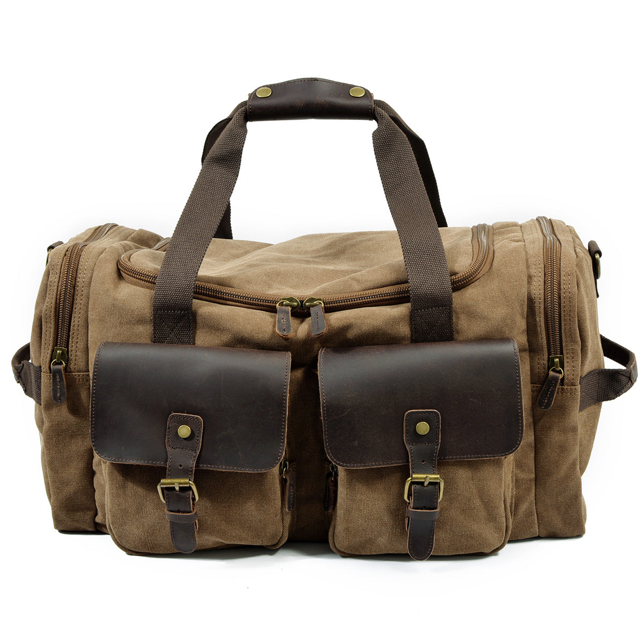 Casual Men's Large Storage Leather Canvas Traveling Duffle Bag