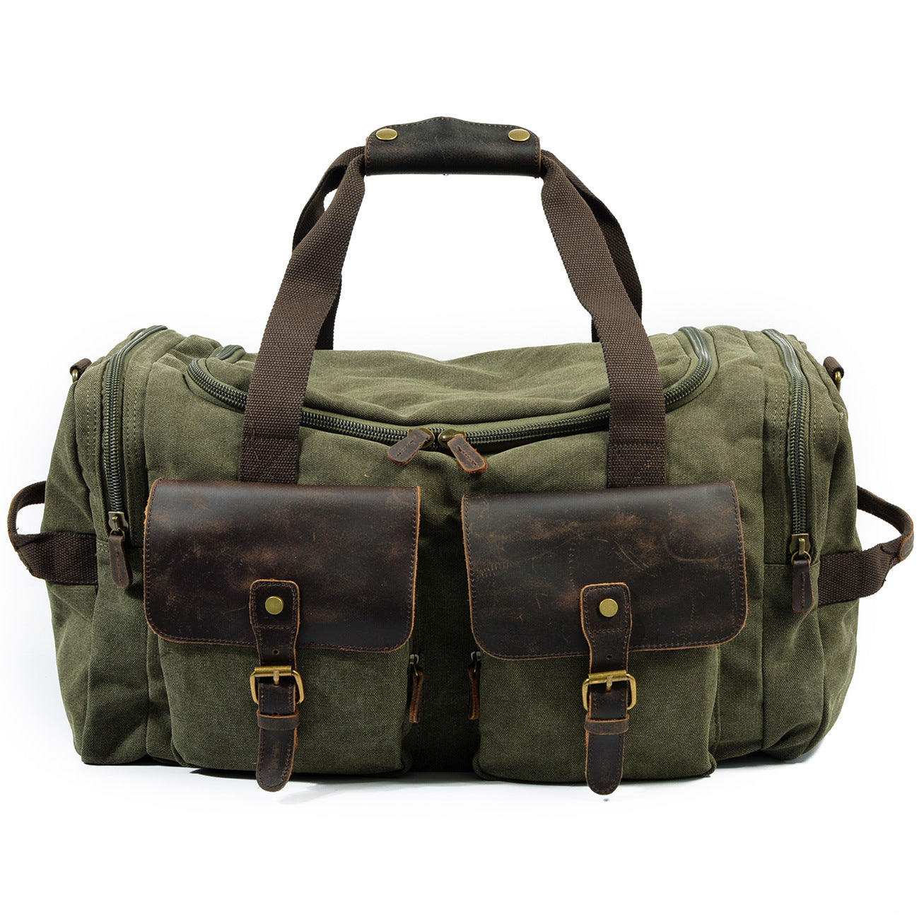 Casual Men's Large Storage Leather Canvas Traveling Duffle Bag