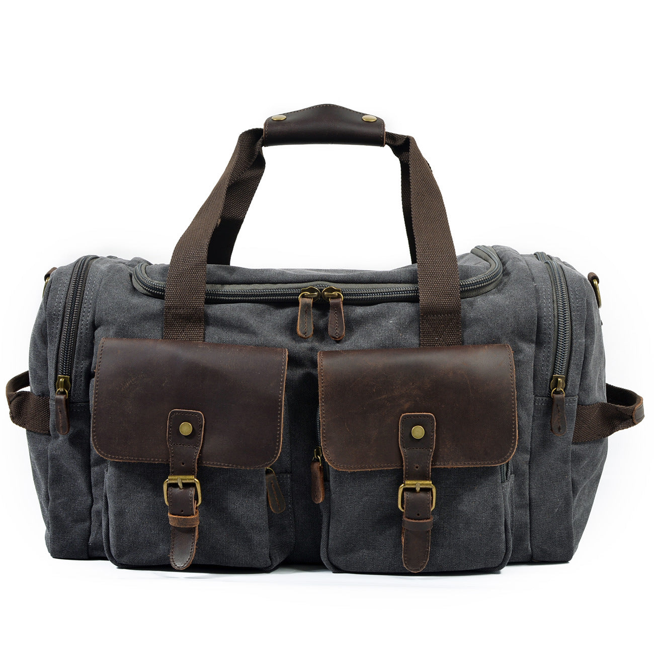 Casual Men's Large Storage Leather Canvas Traveling Duffle Bag