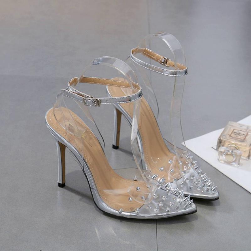 Transparent Sandals With Rivets