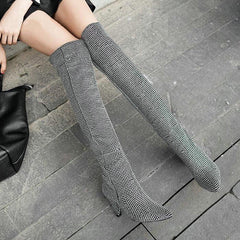 Shining Pointed Toe High Boots