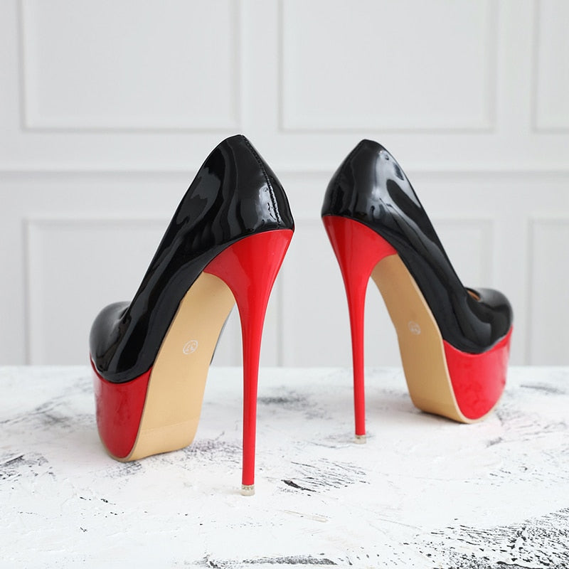 Leather Platform High Heel Pumps