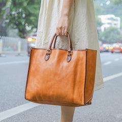 Luxury Vege Tanned Leather Tote Handbags