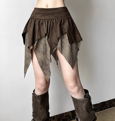 Asymmetric Ruffled Mini Skirt