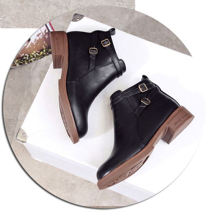 Casual Low-Heeled PU Leather Ankle Boots