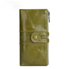 Damen Vintage Leder Mode Lange Geldbörse