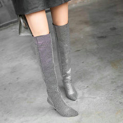 Shining Pointed Toe High Boots