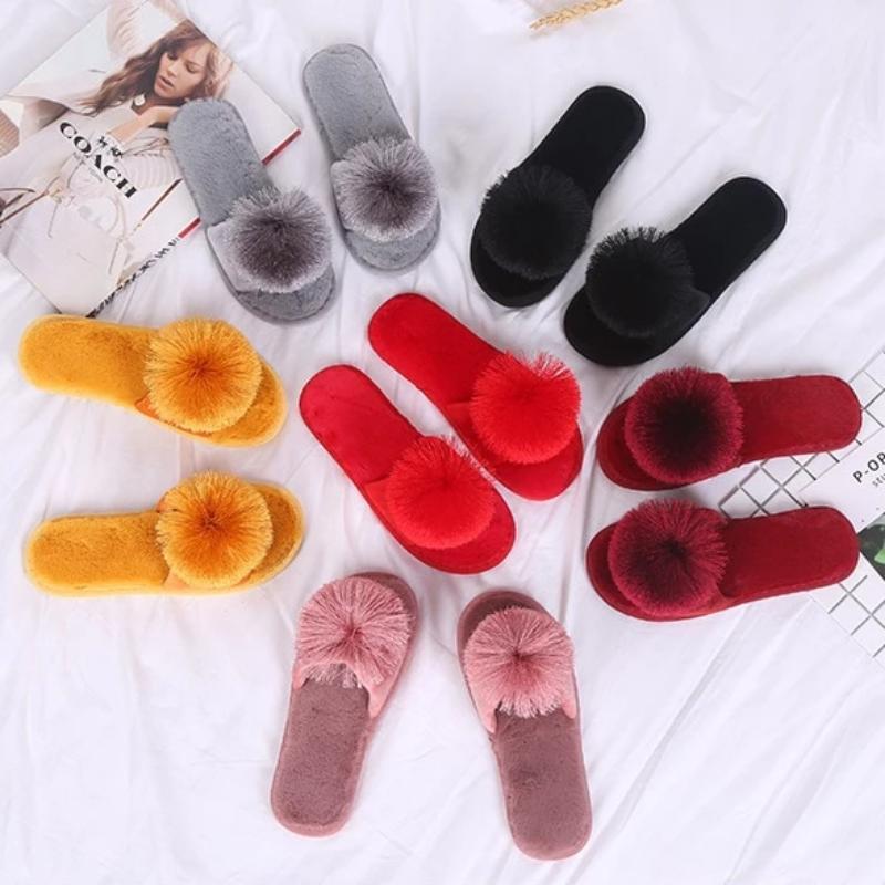 Pantuflas de felpa sólidas para el hogar 