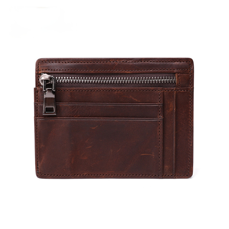 Vintage Handmade Leather Card Coin Zipper Case