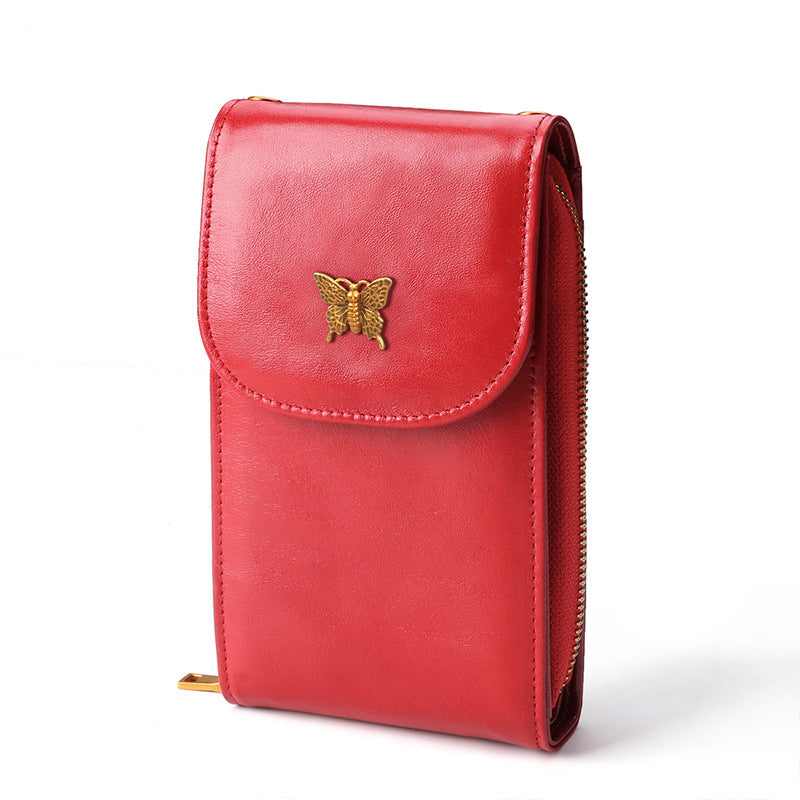 Vintage Kette Crossbody Leder Mini Handytasche 
