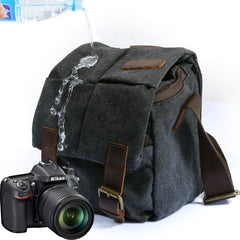 Vintage Leather Canvas Waterproof Camera Bag