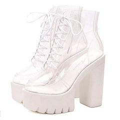 Transparente Pumps mit Schnürung