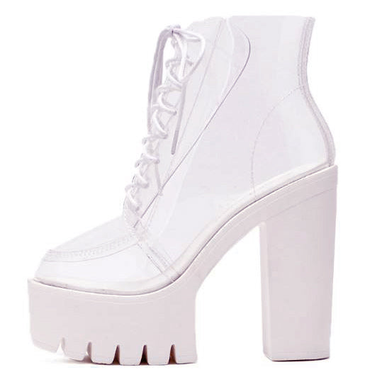 Transparente Pumps mit Schnürung