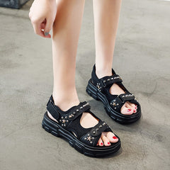 Genuine Leather Sandals With Rivets