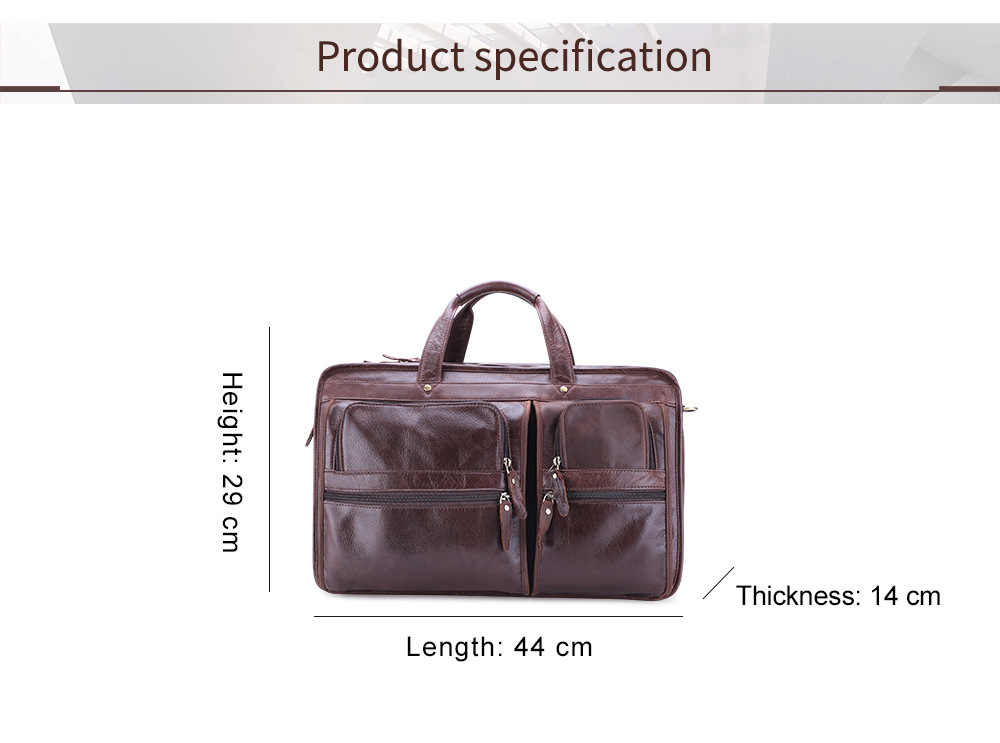 17" Laptoptasche aus Leder mit großem Stauraum