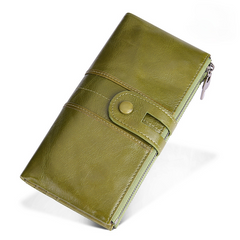 Damen Vintage Leder Mode Lange Geldbörse