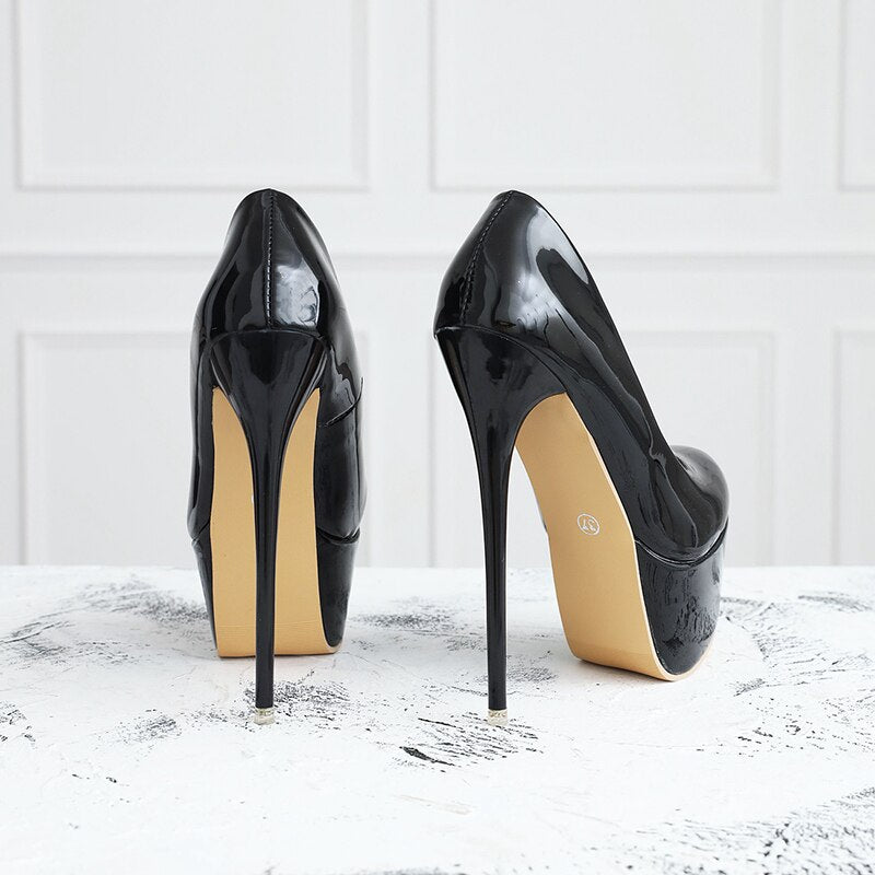 Leather Platform High Heel Pumps