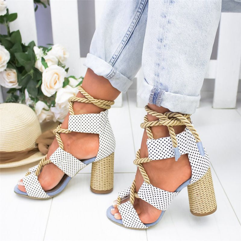 Lace Up High Heel Sandals