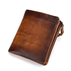 Casual Vintage Double Zipper Leather Wallets