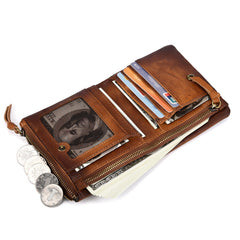 Casual Vintage Double Zipper Leather Wallets